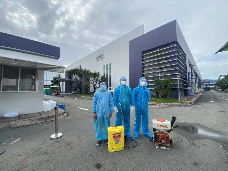 vệ sinh nhà máy Nidec kcn Việt Nam - Singapore